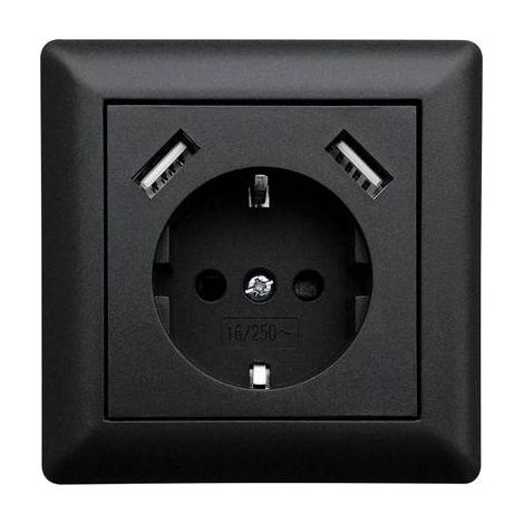 ledmaxx Enchufe empotrable USB negro 16 A 230 V