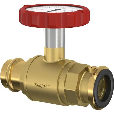 Flamco Valvola a sfera pompa con maniglia termometro rossa, SKB DN32 Press 35 PN16 M+V profilo MS, F10526