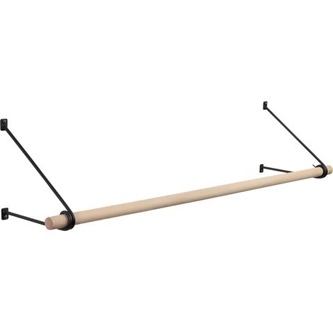 SOTECH Wandgarderobe 260 x 250 mm mit Ø 30 mm Kleiderstange aus Buchenholz, Länge: 50 cm mit Halterung Schwarz lackiert