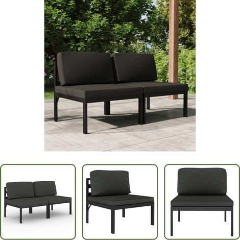 Canapé aluminium - Canapé de jardin 2 places avec coussins Aluminium Anthracite (1/5)