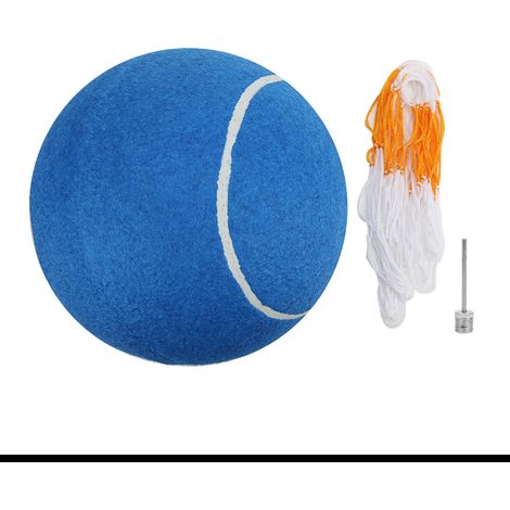 Balle de tennis en caoutchouc gonflable géante 8 pouces pour chien avec filet de jeu, jouet pour animaux de compagnie bleu (1/5)