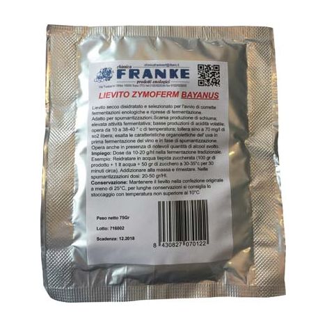 LIEVITO ENOLOGICO ZYMOFERM BAYANUS FRANKE - GR 75- 5 pezzi