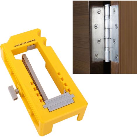 Le gabarit Mortiser pour le positionnement des trous de charnières et de serrures de porte convient aux charnières de porte d'une longueur de 3 à 5 pouces et aux charnières carrées d'un rayon de 1/4 o (1/5)