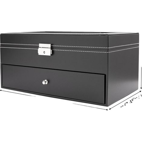 Boîte de rangement pour montres, design verrouillable, 6 emplacements pour montres, noir (1/2)