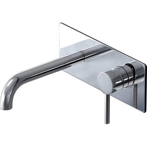 doporro Rubinetto Cascata Parete,Miscelatore da Bagno Lavabo Muro in Ottone Cromato WA112, Argento