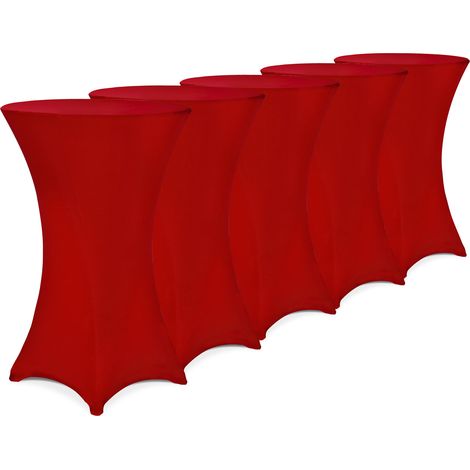 Deuba 5x Fundas Elásticas para Mesas de Bar Ø 60-65 / 70-75 / 80-85 cm Color a Elegir Manteles Mesas Redondas Bistró Eventos Bodas Fiestas Set de 5 Ø80 cm / burdeos