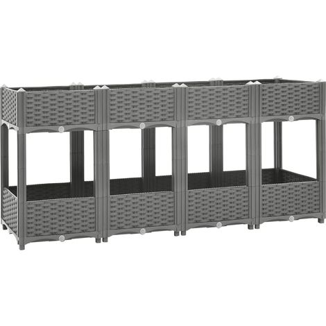 Vassoio per fioriera aiuola rialzata piante fiori terrazza giardino 160 x 40 x 71 cm polipropilene grigio 020039218