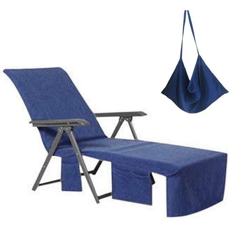 Housse de chaise longue en microfibre, serviette de plage, housse de chaise longue de piscine avec poches pour les vacances et les bains de soleil (1/5)