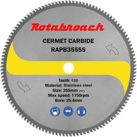 Rotabroach RAPB355SS 355mm Cermet Tipped Stainless Steel Cutting Blade