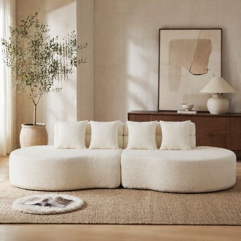 Divano modulare senza struttura 310 cm in memory foam, 2 pezzi, beige, OKWISH (1/5)