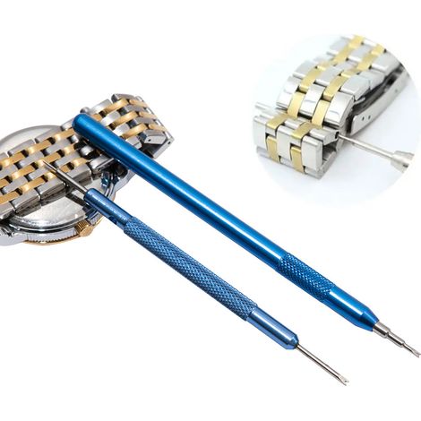 Tool for removing and attaching watch straps, watch repair tool, single and double head spring screwdrivers, fine screwdriver for spring bars, watch strap adjustment tool, two-piece set, blue two-piec