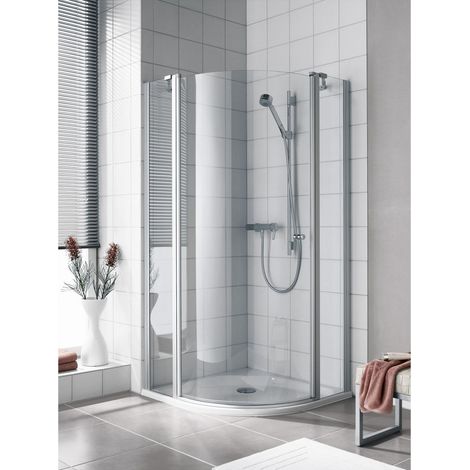Kermi Quart de cercle Ibiza 2000 S3R 1000x 2000 BV : 970-985 WEI verre trempé transparent Clean (1/5)