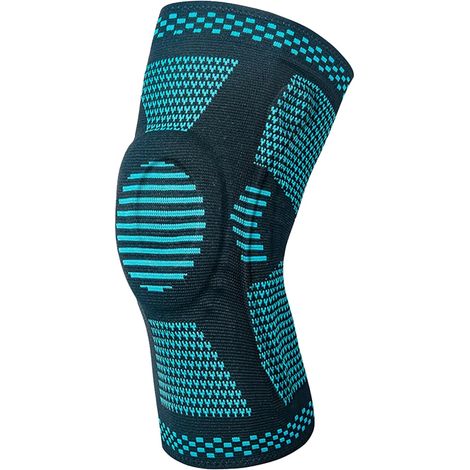 Knieorthese mit Silikonpolster seitlicher Stabilisator gestrickt Outdoor-Basketball-Kniepolster Meniskusprotektor Laufen Fitness Knie-Schutz (1/5)