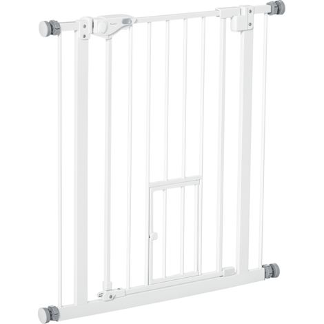 Barrière sécurité extensible petite porte fermeture auto double verrouillage blanc 74-80x76,2 cm (1/5)
