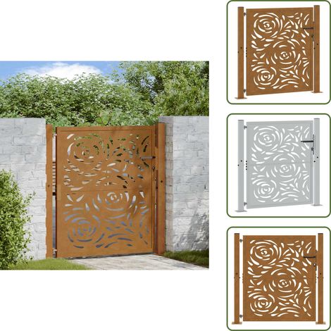 Gartentor 105x105 cm Wetterfester Stahl Flammen-Design - Gartentor - Gartentore - Zauntor - Sicherheitstor (1/5)