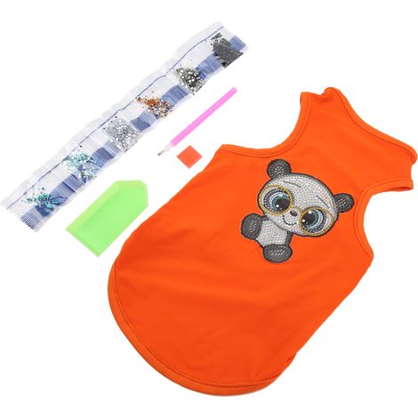 T-shirt pour animaux de compagnie, vêtement en coton avec accessoires de peinture diamant en résine à faire soi-même pour chiots (Orange S) (1/5)
