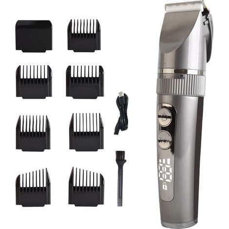Tondeuse À Cheveux - Lames Céramique Titane - Sans Fil Rechargeable - Écran LED - Autonomie 3 H - 5 Réglages Longueur - 7 Sabots Inclus