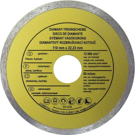 Werkzeyt Trennscheibe 110 x 22,23 mm Diamant für Fliesen für Winkelschleifer