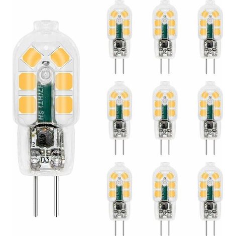 Ampoule G4 LED 12V 2W Blanc Neutre 4000K, 200LM, Équivalent Lampe Halogène G4 10W 20W, non-dimmable, AC DC G4 12V LED 4000K pour Hotte de Cuisine, Lustre, lot de 10 (1/5)