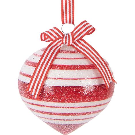 Boule de Noël en Verre Rouge et Blanc Ø 8 cm pour Décoration de Sapin et de Maison - PANGIVO (1/2)