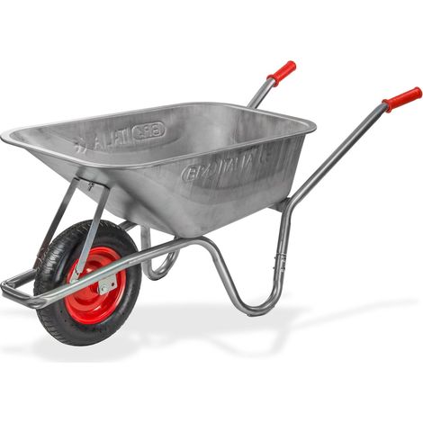 Metall Schubkarre Schubmulde Bauschubkarre Gartenschubkarre 100L Luftbereifung (1/5)