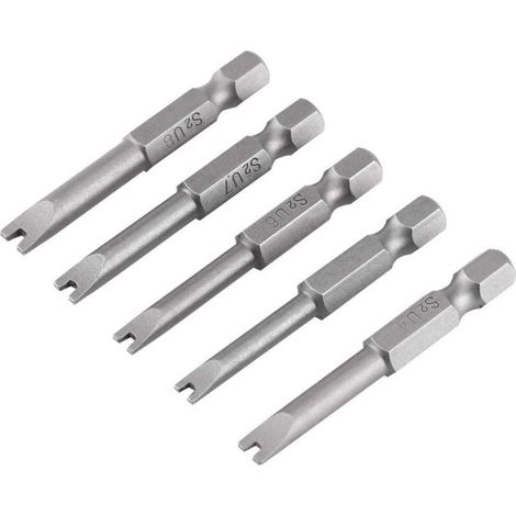 Embout De Tournevis U Fourche, Embout Visseuse Speciaux Magnetique à Tige Hexagonale 1/4 ", Paquet De 5 Embouts de Tournevis en Acier Allié S2 (1/5)