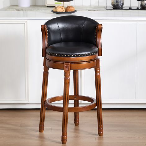 Tabourets de bar en cuir en cuir Cow Top,chaise pivotante à 360 degrés avec dossier pour le plan de travail de la cuisine,tabourets de bar Morden-Zy