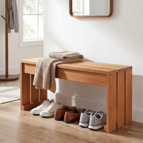Banc de jardin 2 places en bois massif avec lattes épaisses et assise robuste, facile à déplacer, pour jardin terrasse et balcon (1/5)