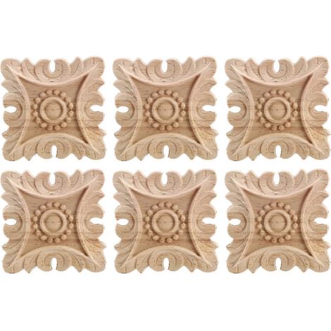 6x Vintage Bois non peint Sculpté Coin Onlay Applique Cadre Fond Maison Meubles Armoire Murale (1/5)