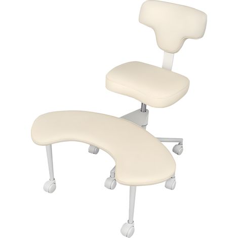 Bürohocker für Damen und Herren, bequemer Hocker, Schneiderstuhl, mit um 360 Grad drehbarer Fußstütze, höhenverstellbar, 81×73×91 cm. (1/5)