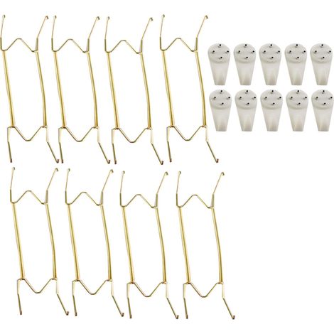 8 Pièces Cintres Invisibles, 10 Pouce Cintres Assiette et 10 Crochets Muraux, Plaque Murale Support de Cintre Décoratif pour Suspendus Assiettes Arts (1/5)