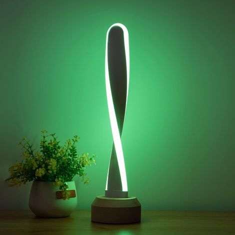 Lampe de Chevet RGB Changement de Couleur,Lampe de Table Côté Lit Dimmable Moderne et Créative LED,USB Lampe de Bureau Chambre à Coucher Coloré Métal,Lampe gradable Base en Bois Intérieur Salon Déco (1/5)