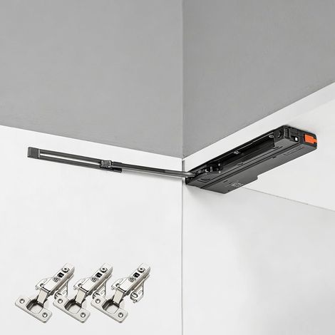 Ferme-porte automatique, ouvre-porte automatique robuste pour armoires avec 3 charnières à fermeture douce, fermeture automatique silencieuse pour portes intérieures de 30 kg, placards de cuisine (1/5)