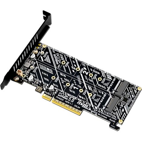 Carte adaptateur M.2 NVME SSD M Key vers PCIE X8 Outils inclus M-Key 2230/2242/2260/2280/22110 Carte PCIe SSD NVMe pour le mouvement des données (1/5)