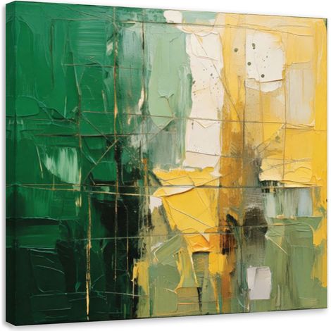 Wandbild Geometrische Abstraktion Grün Gelb 30x30 cm