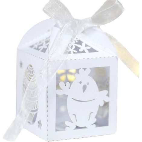 50 boîtes à dragées lapin de Pâques, boîtes à dragées avec rubans, coffrets cadeaux chocolatés pour mariage, baby shower, enterrement de vie de jeune fille, anniversaire (1/5)