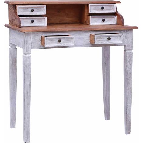 Bureau d'écriture - Bureau d'ordinateur et tiroirs 90x50x101 cm bois massif d'acajou q95 (1/5)