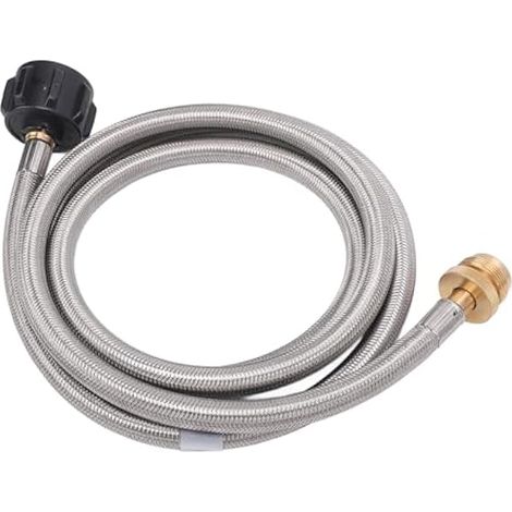 Adaptateur de Tuyau de Gaz de 1,5 M, Rallonge de Tuyau en Acier Inoxydable pour Plaques de Cuisson Buddy Heater Q Grills avec Raccords en Laiton Robustes (1/5)