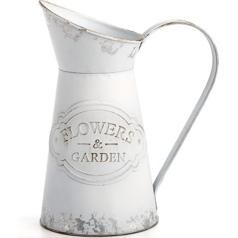 Vase Rustique Shabby Chic, Vase à Fleurs galvanisé, Pot à Lait en métal, Style français, pichet décoratif Vintage pour décoration d'intérieur, Accessoires Photo, cierges Magiques pour Mariages (1/5)