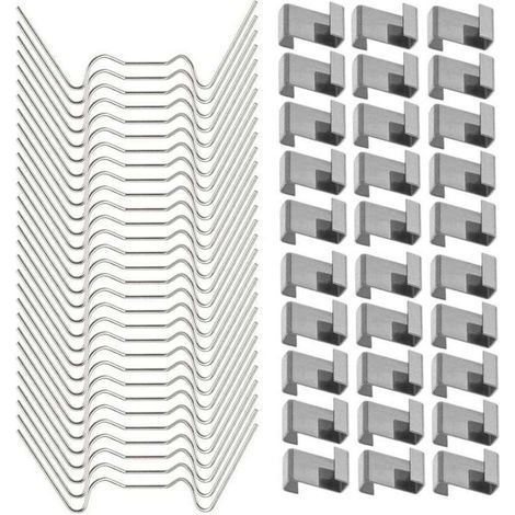 120 Pcs Clips de fixation pour vitre de verre à effet de serre en acier inoxydable (avec 60 clips de fil W pour vitrage en serre et 60 clips de chevauchement en Z pour vitrage de serre). (1/4)
