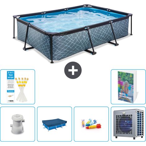 Exit Pool Rechteckig - Steinoptik - 300x200x65 cm - 7-teilig  S187 (1/5)