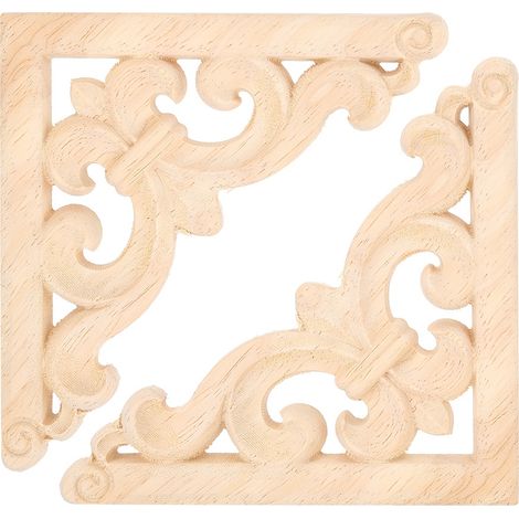 4 Stück Eckapplikationen im europäischen Stil aus Holz, geschnitzt, für die Dekoration von Möbeln, Türen und Schränken, 11 x 11 cm (1/5)
