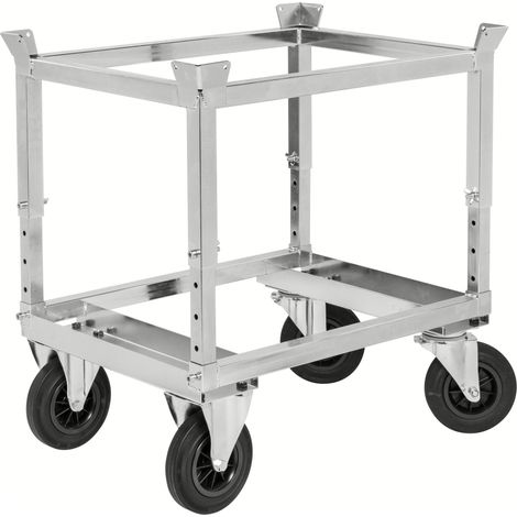 Kongamek Palettenwagen verzinkt und verschweißt höhenverstellbar 704mm hoch ohne Bremse für Halbpaletten 800x600mm (1/2)