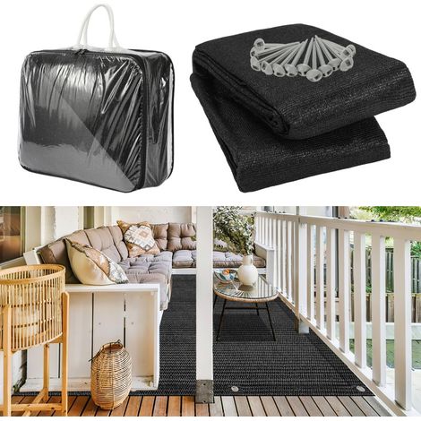 SWANEW Tappeto da esterno Tappeto da Tenda Tappeto da Viaggio da Campeggio Tappeto da Gazebo per Caravanna 250X300cm Nero