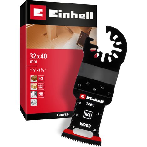 Original Einhell Tauchsägeblatt aus Kohlenstoffstahl für Holzbearbeitung (32 mm Breite, 40 mm Eintauchtiefe, PTFE-Coating, gekrümmte Schneide, Schnellwechselfunktion) (1/5)