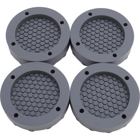 Lot de 4 amortisseurs de vibrations pour machine à laver avec ventouses puissantes, tapis anti-vibrations gris. (1/5)