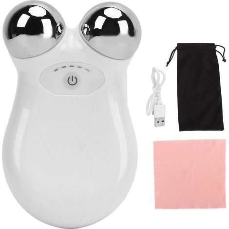 Appareil de Microcourant Anti-Rides, 5 Modes de Massage pour Raffermir la Peau, Rouleau Sculptant Visage Blanc (1/5)