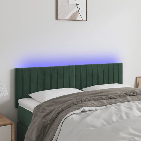 Tête de lit à LED Vert foncé 144x5x78/88 cm Velours vidaXL (1/5)