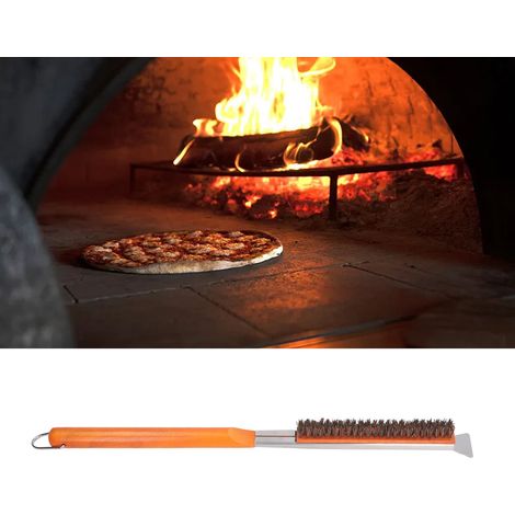 Brosse à pizza à manche en bois, brosse à pizza à long manche, pierre à pizza, outil de cuisson amovible (1/5)