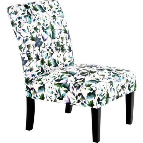 Fauteuil Design Imprimé "Indira" 92cm Beige & Vert (1/3)
